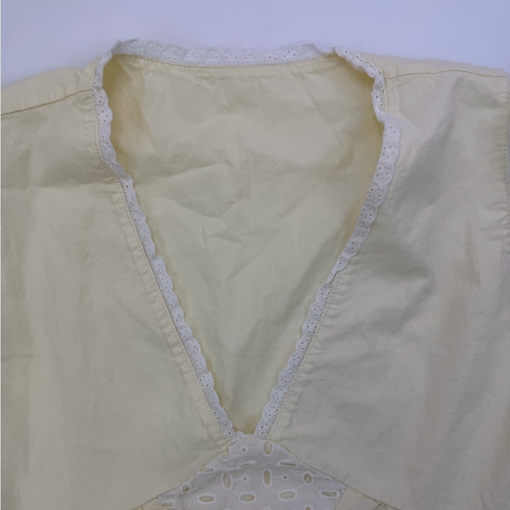 vintage inspired cotton mini dress in butter yellow Small - Picture 4 of 9